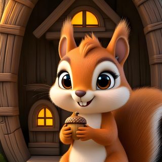 a cartoon squirrel is standing in front of a house with a lantern on it's roof Squirrel Halloween dark olive green