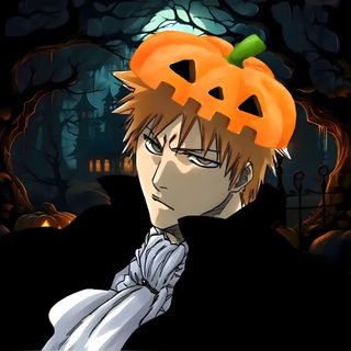 an anime character with a pumpkin on his head Bleach Halloween black
