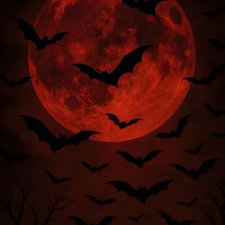 bats flying in front of a full moon Red Halloween Red Halloween Iphone, Red And Black Halloween, Red And Black Halloween Background,