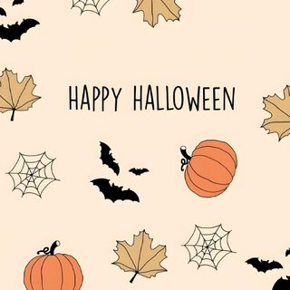 a halloween card with pumpkins, bats and spider web on the bottom right corner Halloween School Appropriate Iphone For Halloween, Backgrounds For Halloween, Cute Halloween Aesthetic, papaya whip
