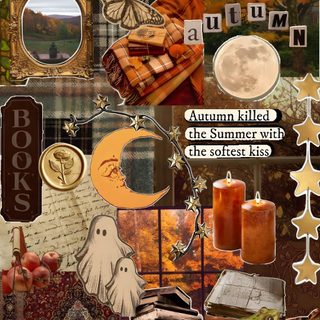 an altered collage with autumn images and words Autumn Aesthetic Halloween Collage Halloween Cute, Love Collage, Font Art, View, Cute Emoji, sienna