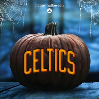 a pumpkin sitting on top of a wooden table with the word celtics in front of it Halloween Nba Happy Halloween, Halloween, dark slate gray