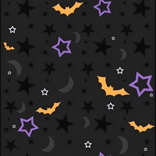bats and stars on a black background with orange, purple, and yellow colors for halloween Halloween Pastel Bats On Black-small Diy Halloween Decor Inspiration, Black Halloween Background, Halloween Bat And Star Pattern,