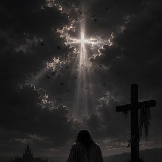a person sitting in front of a cross on top of a hill under a cloudy sky Halloween Cross Dark Art, Divine Jesus, Golgota Jesus, God Iphone, Pic For, God Dark, black
