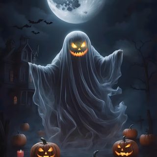 a halloween scene with pumpkins and ghost Live Iphone Halloween black