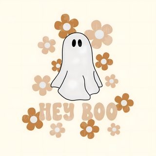 a ghost with flowers around it and the words hey boo Cute Halloween Hey Boo Autumn Phone, Pumpkin, Halloween Iphone Backgrounds, Halloween Backgrounds, seashell
