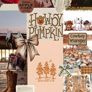 the collage shows many different things that are being displayed in this image, including pumpkins and other items Fall Cute Western Halloween Fall Aesthetic Collage, Southern Fall Aesthetic, Halloween Country, rosy brown