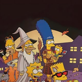 the simpsons family is dressed up for halloween Simpsons Halloween Simpsons Halloween, The Simpsons Halloween, Halloween Profile Pics, The Simpson, black