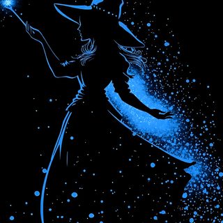 a woman flying through the air while holding a star in her hand and wearing a witches hat Blue Halloween Iphone Magic, Blue Witch, Blue Magic, Having A Bad Day, Dark Fantasy, Phone, black