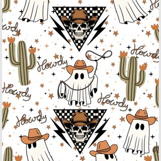 an image of a pattern with skulls and hats Aesthetic Western Halloween Western Fall Iphone, Boo Haw, Cowboy Halloween, floral white