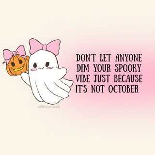 a white ghost with a pink bow holding a pumpkin Halloween Quotes Aesthetic linen