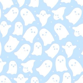 a blue and white background with lots of ghost like figures on it's sides Pastel Blue Halloween Light Purple Halloween Background, Cute Backgrounds Tumblr, Purple Background Ghost Design,