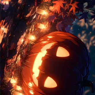 a jack o lantern hanging from a tree Halloween Anime 4k Pc Halloween, Halloween For Pc, Halloween Pc Background, Ultrawide Halloween, black