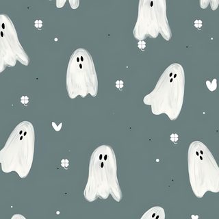a pattern with white ghost faces and hearts on a gray background for fabric or wallpaper Halloween Ghost For Nursery Cute Ghost Illustration, Diy Halloween Decor Ideas, Ghost Pattern On Green Background, slate gray
