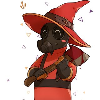 a cartoon character wearing a witches hat and holding a bat with the words happy halloween on it Tf2 Halloween Pyro Tf2 Fanart Cute, Tf2 Halloween, Tf2 As Animals, Tf2 Scout Bat, white