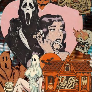 a collage of halloween images with ghost, pumpkins, and skeletons in the background Vintage 90s Halloween Halloween Iphone, Edgy, Halloween, Decor Shabby Chic, Vintage Halloween Art, sienna