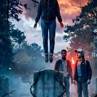 a movie poster for the horror film's halloween tale, which features two men standing on Max And Tommy Halloween Stranger Things 2017, Stranger Things Tattoo, Rainbow Iphone, dark slate gray