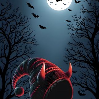 a painting of an elephant wearing a hat and pumpkins in front of a full moon Cute Halloween For Boys dark slate gray