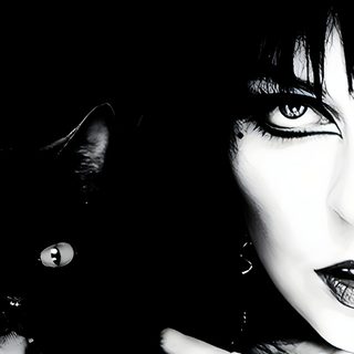 a woman holding a black cat in front of her face Elvira Halloween Elvira 4k, Ipad Goth, Elvira Cat, Photo Of Elvira, For Computer Goth, Goth Ipad, black