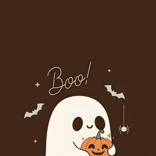 a ghost holding a pumpkin with boo on it Halloween School Appropriate Fall Color Palette, Autumn Phone, Pictures, Bright, Dark, dark slate gray