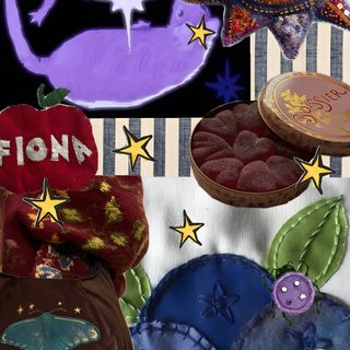 there are many different items on the table and in front of them is a pumpkin Whimsy Halloween dim gray