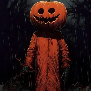 a painting of a person dressed as a pumpkin standing in the rain with an umbrella 70s Halloween Scary Fall, Fall Horror, Spooky Vintage Halloween, Creepy Halloween Iphone, black