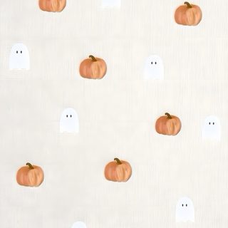 a white background with orange pumpkins and ghost faces Halloween White Background Neutral Halloween, Halloween Neutral, White Fall, White Halloween, gainsboro