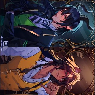 an image of some anime characters in different poses Twisted Wonderland Halloween Diasomnia, Twisted Wonderland Fanart, Twst Fanart, dark slate gray