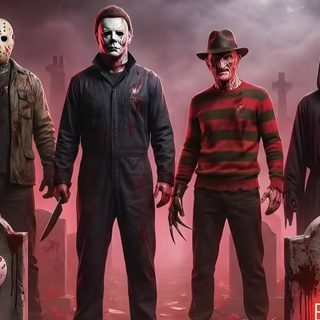 three people standing in front of tombstones with faces painted on them and the words be mine Halloween Killers dark slate gray
