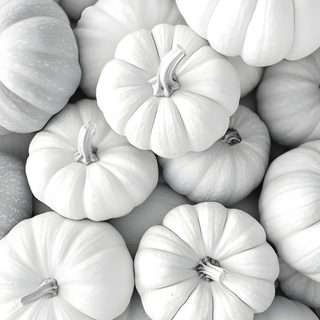 black and white photograph of pumpkins stacked on top of each other White Halloween Fall White, Black And White Fall, Instagram Background, Dream Cottage, light gray
