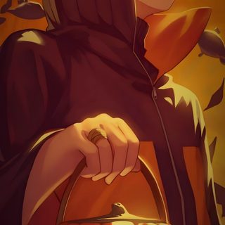 an anime character holding a pumpkin in his hand Naruto Halloween Naruto Halloween Fanart, Naruto Halloween, Naruto Vs Sasuke Fanart, saddle brown