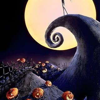 the jack - o'- lantern is on top of a hill with pumpkins Nightmare Before Christmas Halloween Town Halloween The Nightmare Before Christmas Iphone, Halloween Iphone Tim Burton, Nightmare Before Christmas For Iphone, black