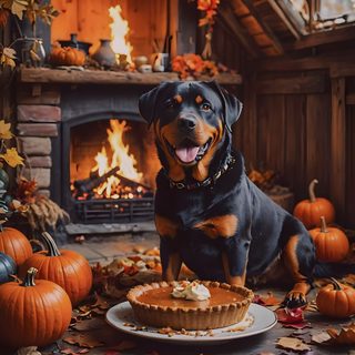 a black and brown dog sitting next to a pumpkin pie Halloween Rottweiler Rottweiler Dog, Rottweiler, Dogs, dark olive green