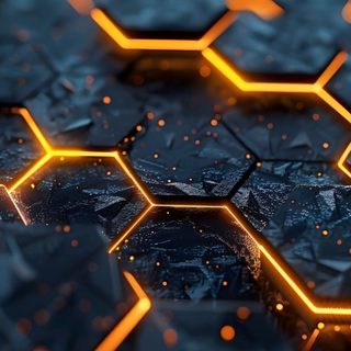 an image of some sort of hexagonal object that is glowing up in the dark Halloween Hexagon Honeycomb Pattern Art, Poco X6 Pro, Honeycomb Background 4k, dark slate gray