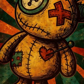 a painting of a teddy bear with cross on it's chest and eyes painted in red, green, yellow and orange Halloween Voodoo Doll Iphone Hd Nature, Savage, Baby Animal Drawings, Pop Art Images, dark olive green