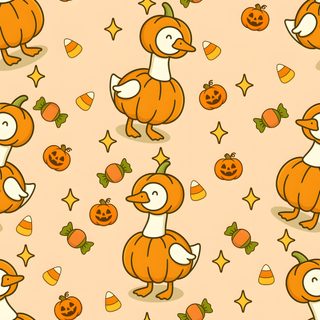 an orange and white halloween pattern with pumpkins Halloween Ducks navajo white