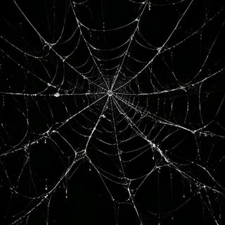 a spider web in the dark with water droplets on it's surface and black background Spider Web Halloween New Theme Text With Spider And Web, Black Background Spider Web, Spider Web,