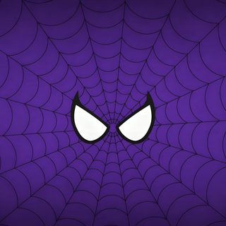 a spider web with two eyes on it's face, in front of a purple background Purple Halloween Laptop Purple Keyboard Background, Spiderman Logo For Laptop, Purple Spider Man Logo, indigo