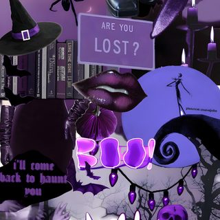 a collage of halloween images with the words are you lost? written on them Purple Edgy Aesthetic Halloween Halloween Purple Aesthetic, Purple Aesthetic Halloween, Purple Halloween Aesthetic, dark slate blue