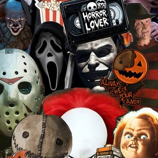 a collage of horror movies and their characters Halloween Horror Characters dark olive green
