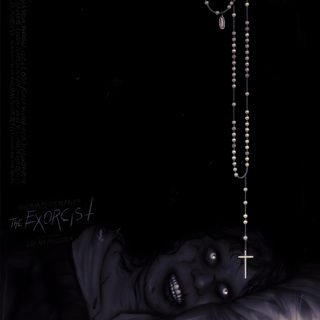 a woman laying in bed with beads hanging from the ceiling Exorcist Halloween Possessed Art, The Exorcist Art, Exorcist Art, Demon Possession Art, black