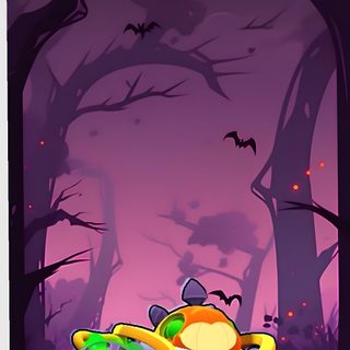 a cartoon car driving through a forest at night Brawl Stars Halloween dark slate gray