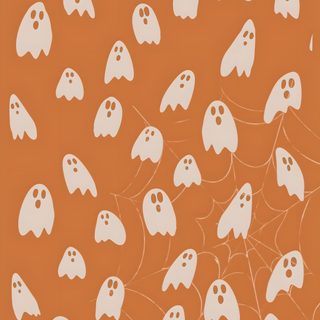 an orange background with white ghost faces on it Halloween Boo Halloween Orange White peru
