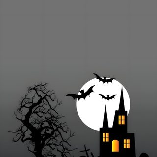 a house with bats flying over it at night Minimalist Halloween Phone Halloween For Iphone, Halloween For Android, Halloween Dark, dim gray