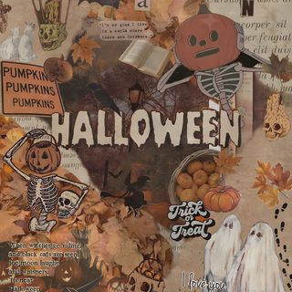 a collage of halloween images with pumpkins, ghostes and other things on it Halloween Patch College, College Halloween, Fall Background, Iphone Vintage, Different Seasons, sienna