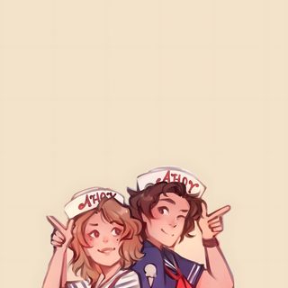 two people are standing next to each other Matching Stranger Things And Halloween Characters Stranger Things, Phone, bisque