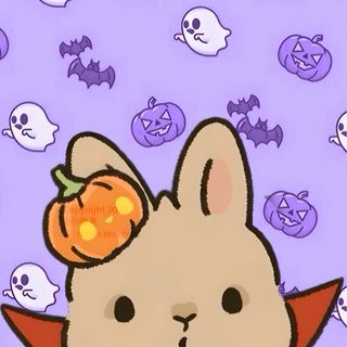 a cartoon bunny with a pumpkin on its head and some skulls around it's neck Halloween Bunny Bunny, Halloween Bunny, Cute Bunny, Halloween Rabbit, Cartoon Jokes, Halloween, thistle