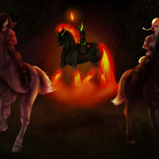 three horses with riders in the rain and one horse is lit up by a candle Star Stable Halloween 1920x1080 Autumn Star Stable Background, Star Stable Horse Trailer, Star Stable Fall Background, black