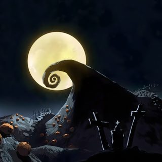 an animated halloween scene with pumpkins and jack - o'- lanternes in the foreground Halloween Nightmare Before Christmas Nightmare Before Christmas Pc, Nightmare Before Christmas Hill Background, Nightmare Before Christmas Computer Background, black