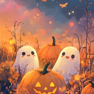 two pumpkins with ghost faces in the grass Halloween 2025 Free Halloween, Spooky Background, Autumn Phone, Pumpkin, Image Halloween, dim gray